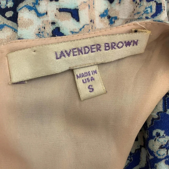 Lavender Brown Blue Geometric Paisley Print Dress - Picture 11 of 12
